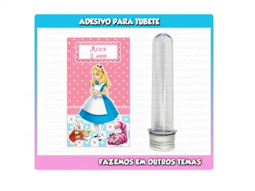 Adesivo para Tubete Alice no Pais das Maravilhas