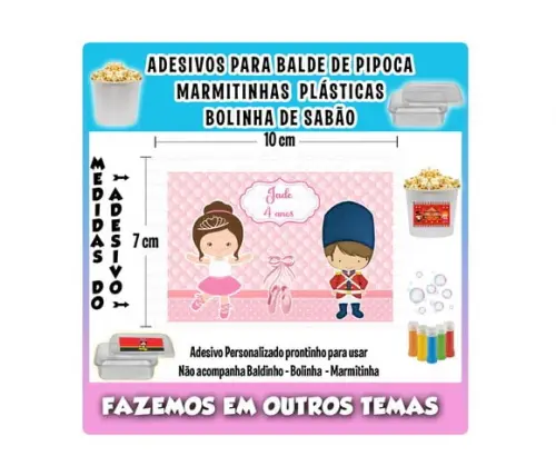 Adesivo Bailarina Balde Pipoca Bolinha Sabão Marmitinhas