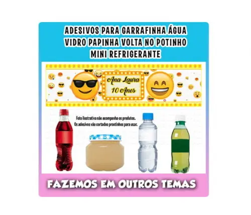 Adesivos Água, Refrigerante, Papinha, Caçulinha Emoji