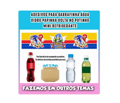 Adesivos para Água Refrigerante Papinha Sonic