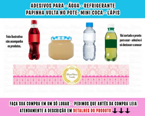 Adesivos Água, Refrigerante, Papinha, Princesa Realeza Coroa