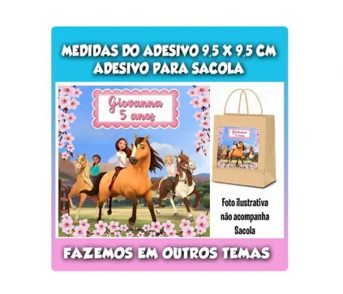 0adesivo Sacolinha Surpresa Spirit Corcel Indomável Floral