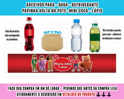 Adesivos Água, Refrigerante, Papinha, Red Crescer É Uma Fera