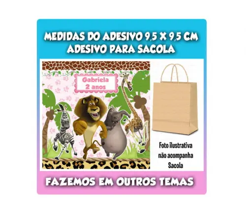 Adesivo para Sacolinha Surpresa Madagascar