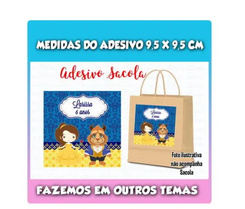 Adesivo para Sacolinha Surpresa a Bela e a Fera