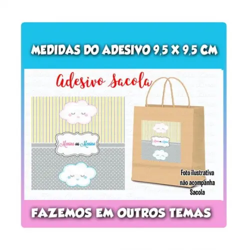 Adesivo para Sacolinha Surpresa Chá Revelação Nuvem