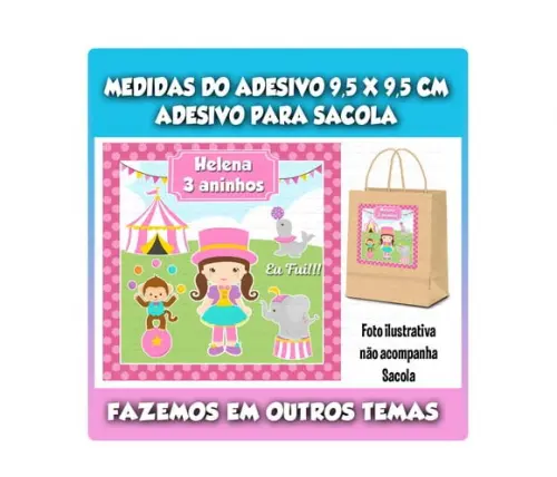 Adesivo para Sacolinha Surpresa Circo Rosa