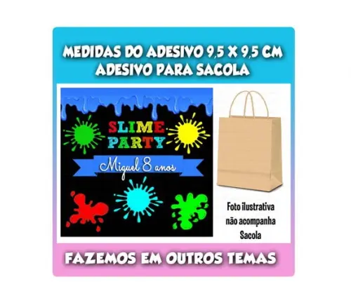 Adesivo para Sacolinha Surpresa Festa Slime