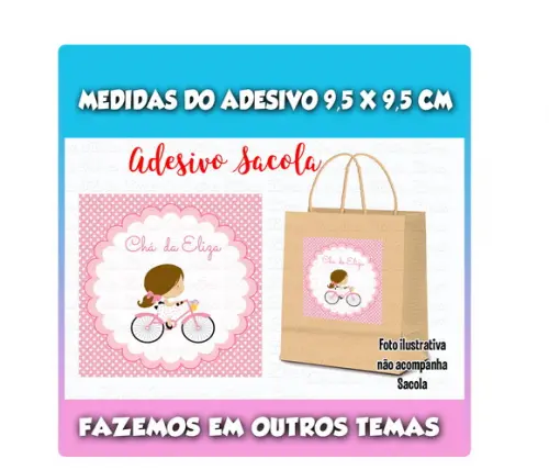 Adesivo para Sacolinha Surpresa Menina Bicicleta