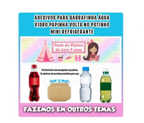 Adesivo Refrigerante Caçulinha Festa Pijama