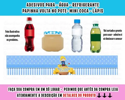 Adesivo Água Refrigerante Papinha Caçulinha Pequeno Príncipe