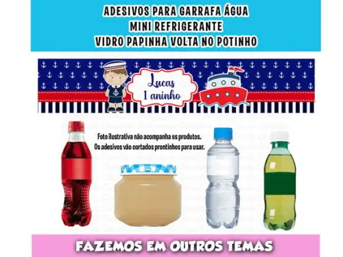 Adesivos Água, Refrigerante, Papinha, Caçulinha Marinheiro