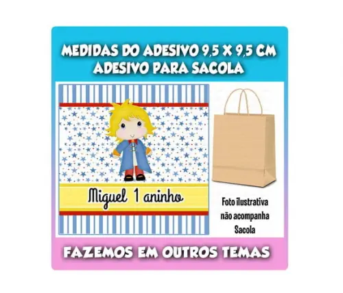 Adesivo para Sacolinha Surpresa Kraft Pequeno Príncipe
