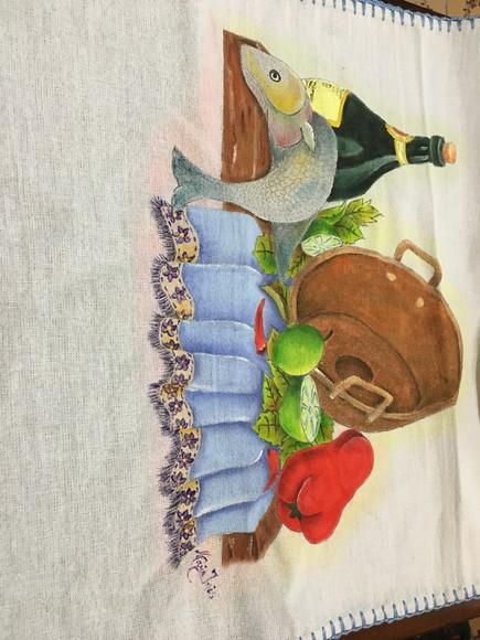 PANO DE PRATO, PINTADO À MÃO