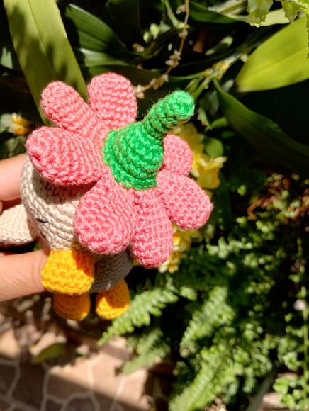 Pato com Flor em Crochê - Amigurumi