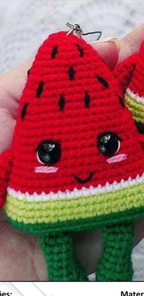receita amigurumi chaveiro MELANCIA trad