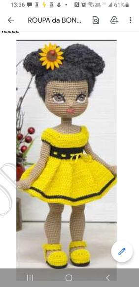 Receita de Amigurumi Roupa para Boneca de +_30cm Tradução