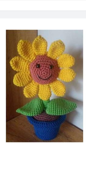 Receita de Amigurumi Vaso com Girassol Trad