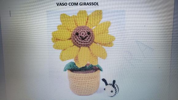 Receita de Amigurumi Vaso com Girassol Trad