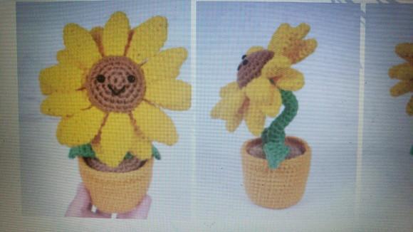 Receita de Amigurumi Vaso com Girassol Trad