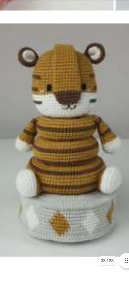 Receita em Português- Amigurumi- Brinquedo de Anéis Tigre