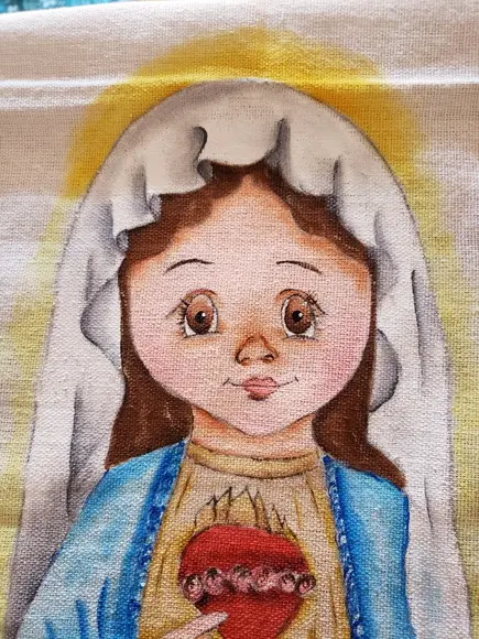 Pano De Prato, Pintado À Mão ,santinha