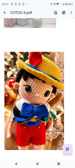 Pinóquio -boneco em Crochê Amigurumi
