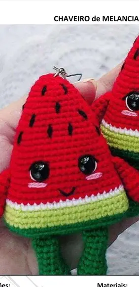 receita amigurumi chaveiro MELANCIA trad