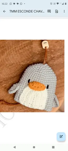 Receita Amigurumi Esconde Chave- Pinguim