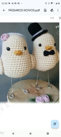 Receita Amigurumi Pássaros Noivos