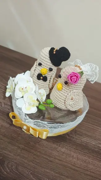 Receita Amigurumi Pássaros Noivos