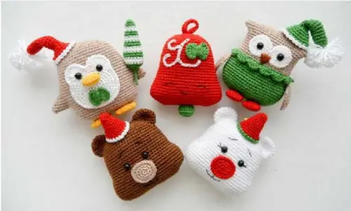 Receita de Amigurumi Enfeites de Natal 2 tradução