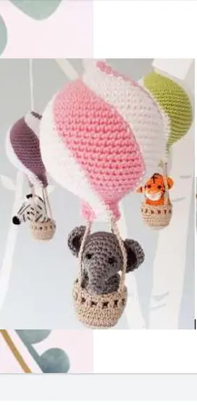 Receita de Amigurumi Mobile de Balão de Ar Quente Tradução
