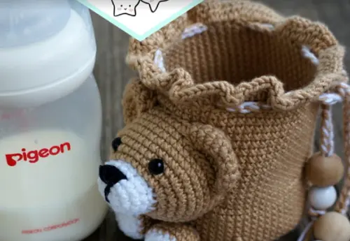 Receita de Amigurumi Porta Mamadeira Urso tradução em port.