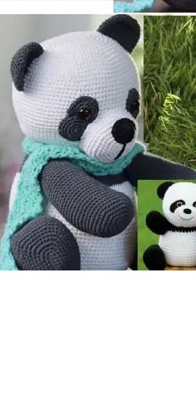 Receita de Amigurumi URSOS PANDA MAMÃE E FILHOTE tradução