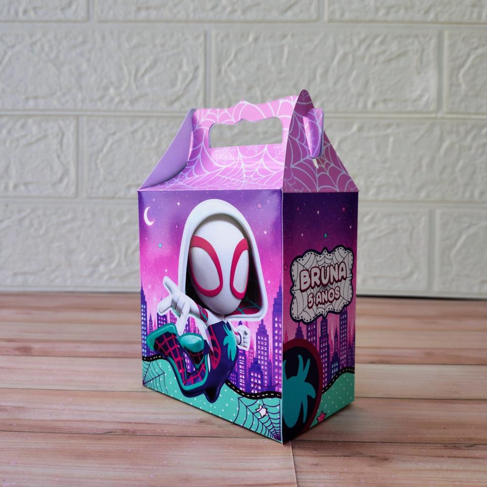 Kit de Papelaria Personalizada SPIDER GWEN Aranha Rosa Para Festa