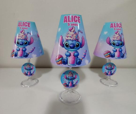 Centro de Mesa Abajur Stitch com Led