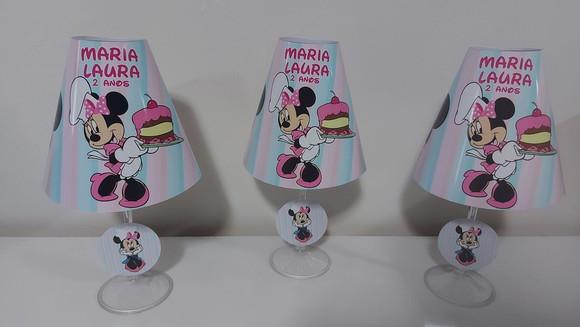 Centro de Mesa Abajur Minnie Confeiteira com Led