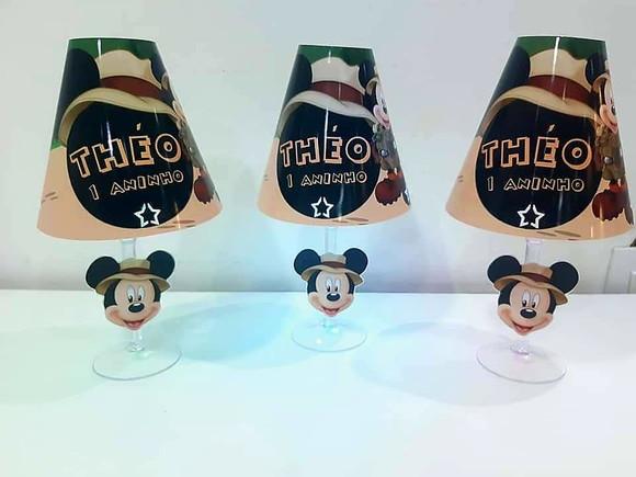 Centro de Mesa Abajur Mickey Safari com Led