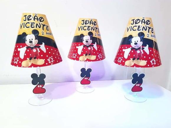 Centro de Mesa Abajur Mickey com Led