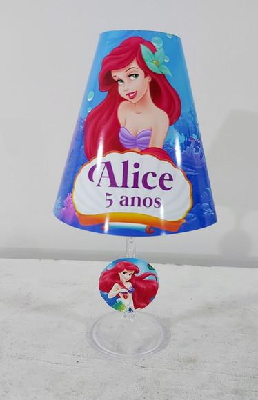 Centro de Mesa Abajur Pequena Sereia com Led