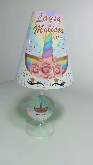Centro de Mesa Abajur Unicórnio com Led