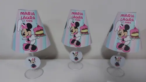 Centro de Mesa Abajur Minnie Confeiteira com Led