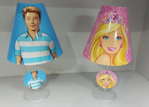 Centro de Mesa Abajur Barbie e Ken com Led