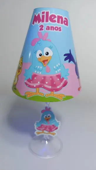 Centro de Mesa Abajur Galinha Pintadinha Rosa com Led