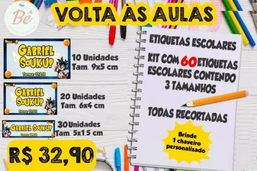 Kit 60 Etiquetas Escolares