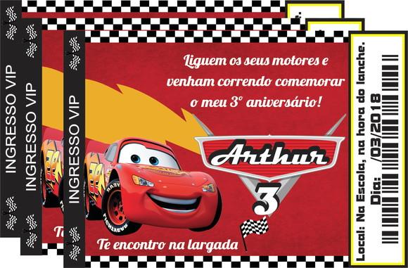 convite digital carros disney