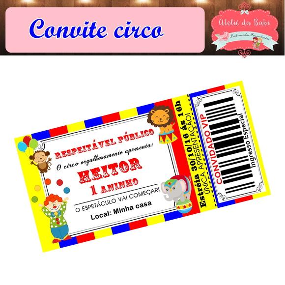convite bilhete circo