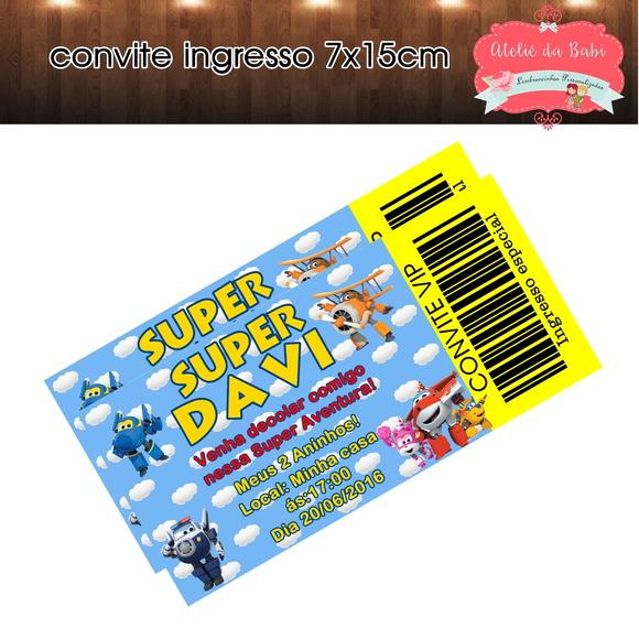 convite ingresso super wings