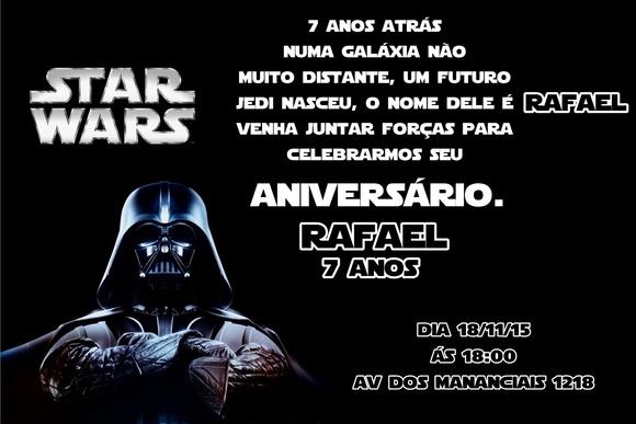 Convite Digital Star Wars + Sabe The Dathe
